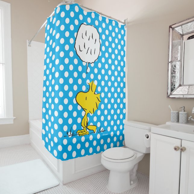 Rideaux De Douche cacahuètes | Woodstock Speaks & Pois (En situation)