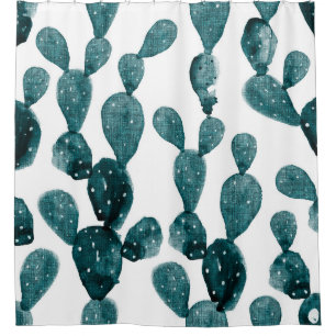 Rideaux De Douche Cactus à poires turquoises vertes