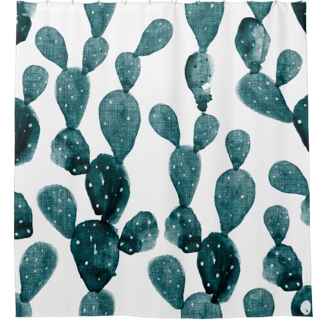 Rideaux De Douche Cactus à poires turquoises vertes (Devant)