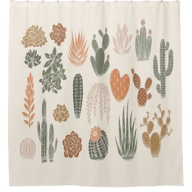 Rideaux De Douche Cactus et succulent motif sans soudure (Devant)