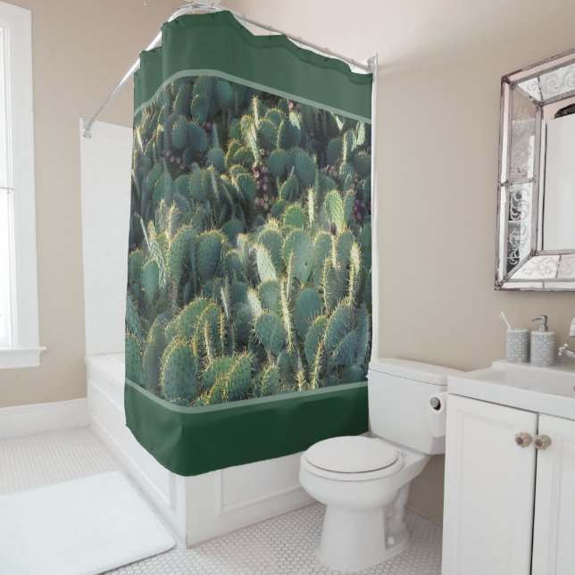 Rideaux De Douche Cactus verts (En situation)