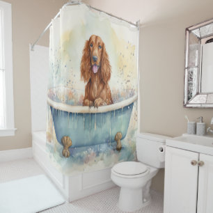 Rideaux De Douche Cadre Irlandais Dans Baignoire Aquarelle Chien Art