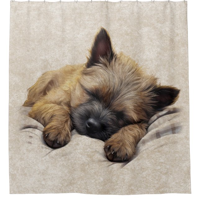 Rideaux De Douche Cairn Terrier Chien Chien Chien Couché Salle de ba (Devant)