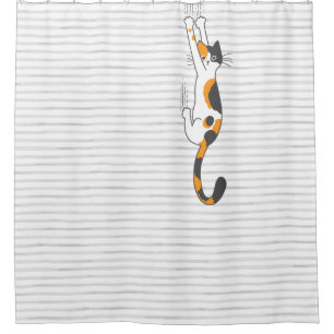 Rideaux De Douche Calico Cat Accroché  Amoureux des chats amusante