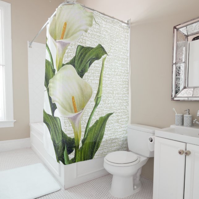 Rideaux De Douche Calligraphie de zantedeschia (En situation)