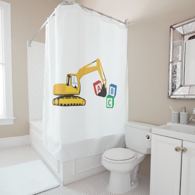Rideaux De Douche Camion de construction d'excavateur ABC (En situation)