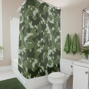 Rideaux De Douche Camouflage Camo Green Army Woodland