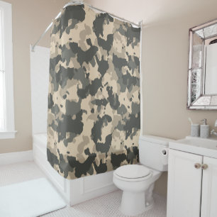 Rideaux De Douche Camouflage Camo Tan Green Army Woodland