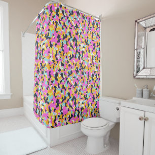 Rideaux De Douche Camouflage noir rose jaune Motif Camo