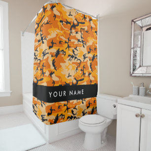 Rideaux De Douche Camouflage Orange Personnaliser votre nom