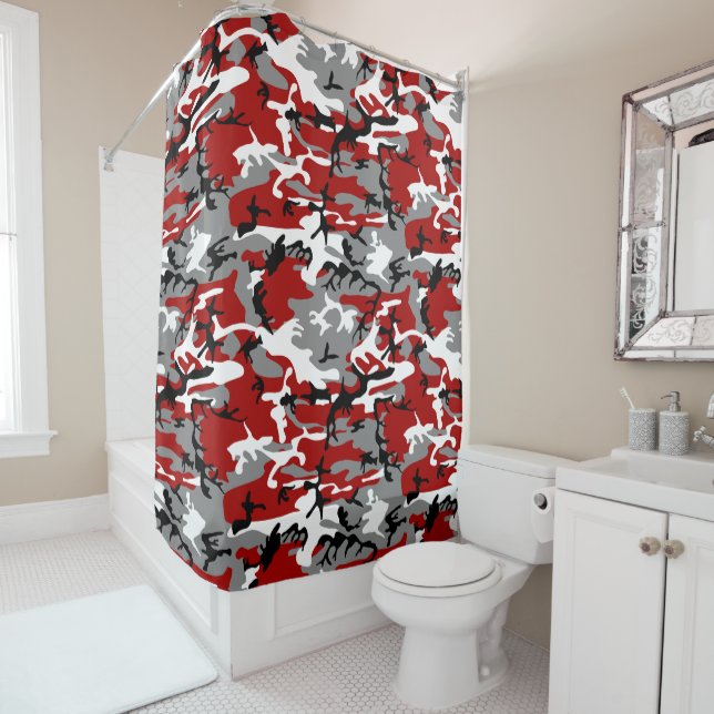 Rideaux De Douche Camouflage rouge et gris, Militaire, Armée (En situation)