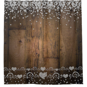 Rideaux De Douche Campagne Rustique Bois Glam Diamants Diamant Étinc