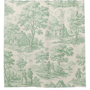 Rideaux De Douche Campagne Sage Vert Toile Animal de Ferme