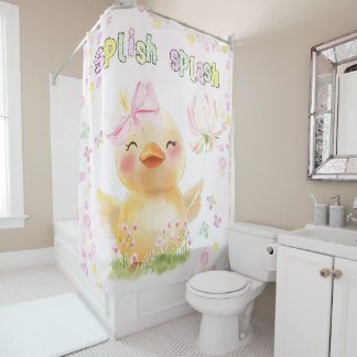 Rideaux De Douche Canard en caoutchouc fille rose mignonne