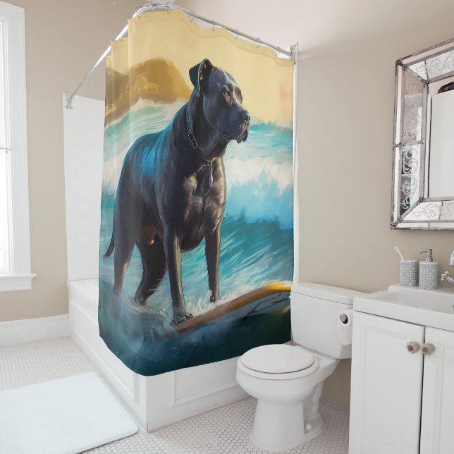 Rideaux De Douche Cane Corso Beach Surf Peinture (En situation)