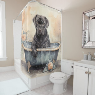 Rideaux De Douche Cane Corso dans la baignoire Aquarelle Art de chie