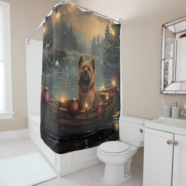 Rideaux De Douche Cane Corso Noël Festive Voyage (En situation)