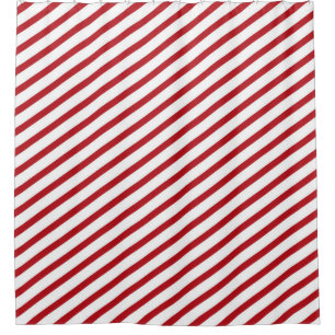 Rideaux De Douche Canneberge Rouge et blanc Diagonal Grandes Moderne