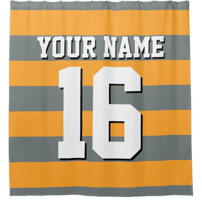 Rideaux De Douche Cantaloupe Orange Charcoal Sports Jersey Stripe (Devant)
