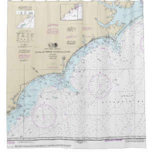 Rideaux De Douche Cape Hatteras à Charleston Graphique nautique 1152