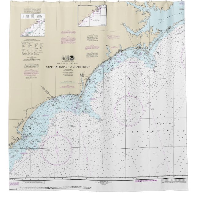 Rideaux De Douche Cape Hatteras à Charleston Graphique nautique 1152 (Devant)