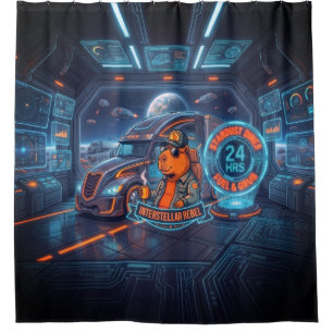 Rideaux De Douche Capybara Cyberpunk Camionneur de l'Espace Art Néon
