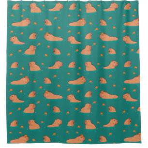 Rideaux De Douche capybares flottantes avec orange