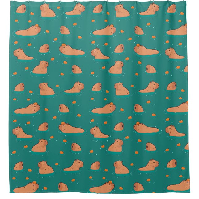 Rideaux De Douche capybares flottantes avec orange (Devant)