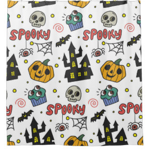 Rideaux De Douche Caractères d'Halloween : Motif Whimsical Seamless