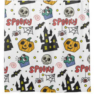 Rideaux De Douche Caractères d'Halloween : Motif Whimsical Seamless