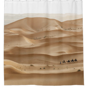 Rideaux De Douche Caravane en chameau, coucher du soleil du Sahara,