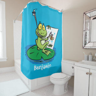 Rideaux De Douche Caricature amusante de grenouille verte
