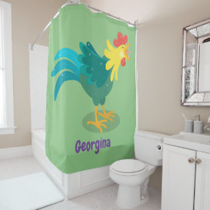 Rideaux De Douche Caricature amusante du coq à rames