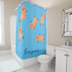 Rideaux De Douche Caricature de cacahuètes joyeux sautillant