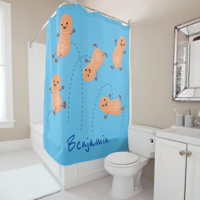 Rideaux De Douche Caricature de cacahuètes joyeux sautillant (En situation)