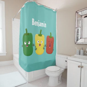 Rideaux De Douche Caricature de chant trio capsicum poivre clair