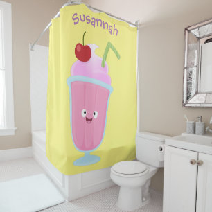 Rideaux De Douche Caricature de crème glacée de fraise mignonne