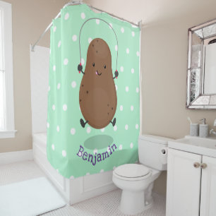 Rideaux De Douche Caricature de la corde de saut de pomme de terre t