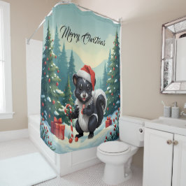 Rideaux De Douche Caricature de la peau de Noël mignon
