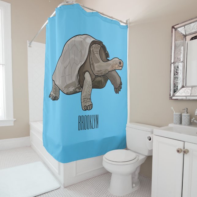 Rideaux De Douche Caricature de la tortue des Galapagos (En situation)
