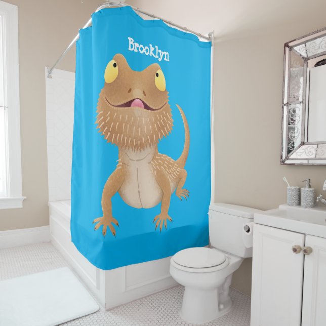 Rideaux De Douche Caricature de lézard de dragon à barbe (En situation)