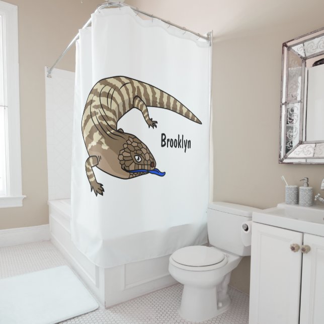 Rideaux De Douche Caricature de lézard rouge (En situation)
