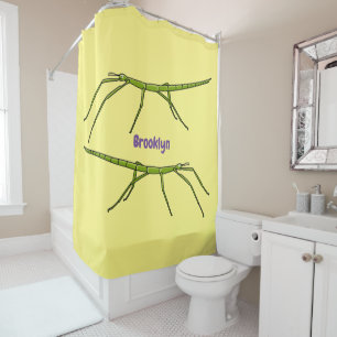 Rideaux De Douche Caricature de mignon rouge vert avec des visages h