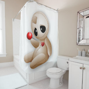 Rideaux De Douche Caricature de poupée vaudou en amour