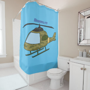 Rideaux De Douche Caricature d'hélicoptère camoflage de l'armée