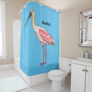 Rideaux De Douche Caricature d'oiseau de spatule de rose