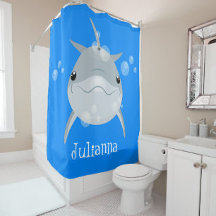 Rideaux De Douche Caricature joli dauphin kawaii kawaii
