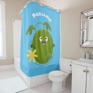 Rideaux De Douche Caricature joli et souriant de pastèque