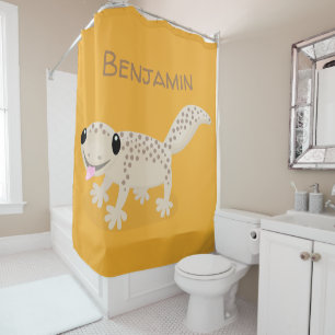 Rideaux De Douche Caricature joli tan gecko tan joyeux