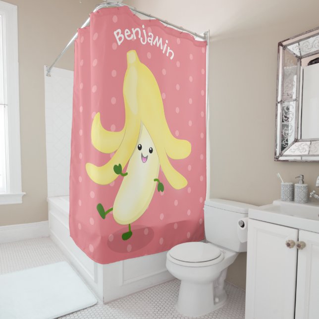 Rideaux De Douche Caricature sur la banane de Cute kawaii (En situation)